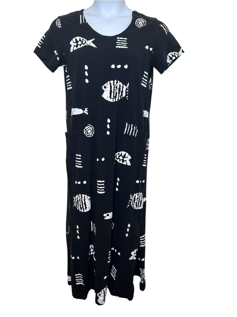 M. Mac Vermont Country store vintage fish print midi t shirt dress size medium